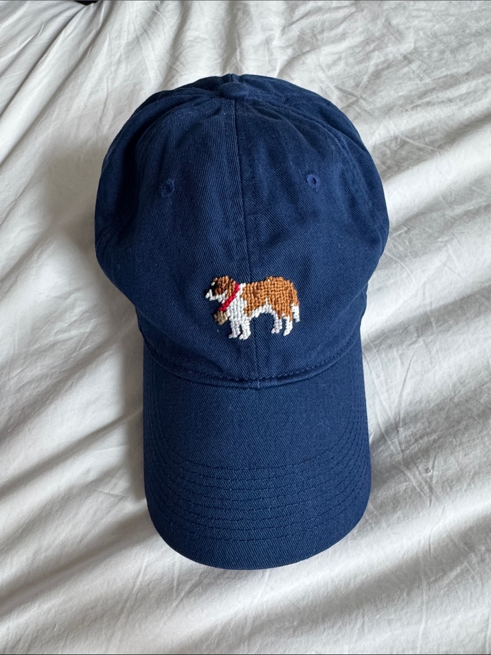 NEW Smathers & Branson 100% Cotton Needlepoint St. Bernard Dog Hat